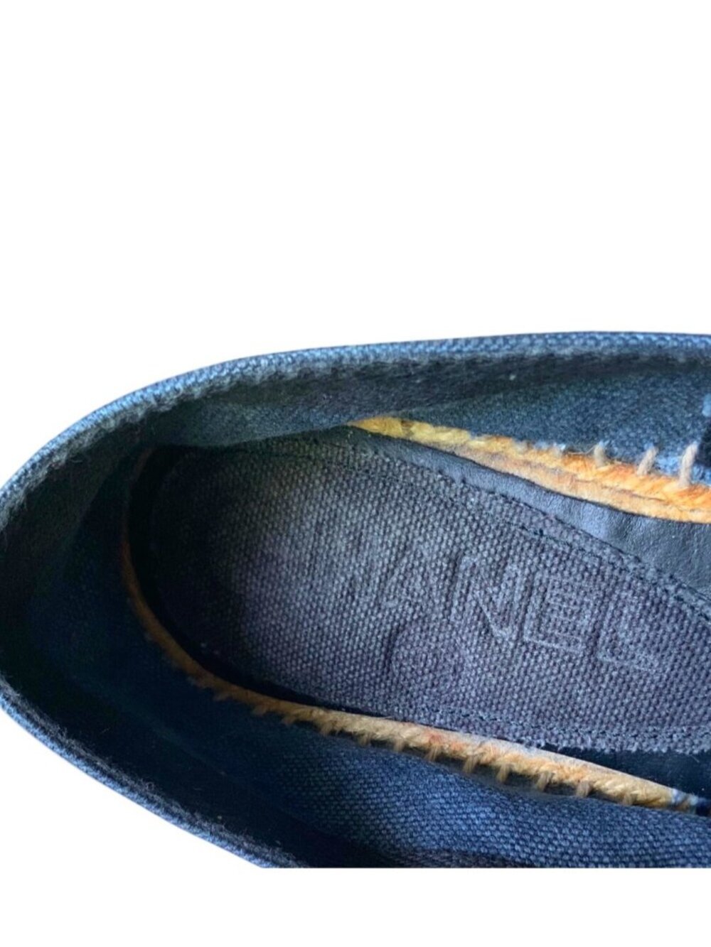 Chanel Blue Denim Espadrilles Shoes Size 36 Textured CC Logo Slip-On Casual Flat - Picture 5 of 9